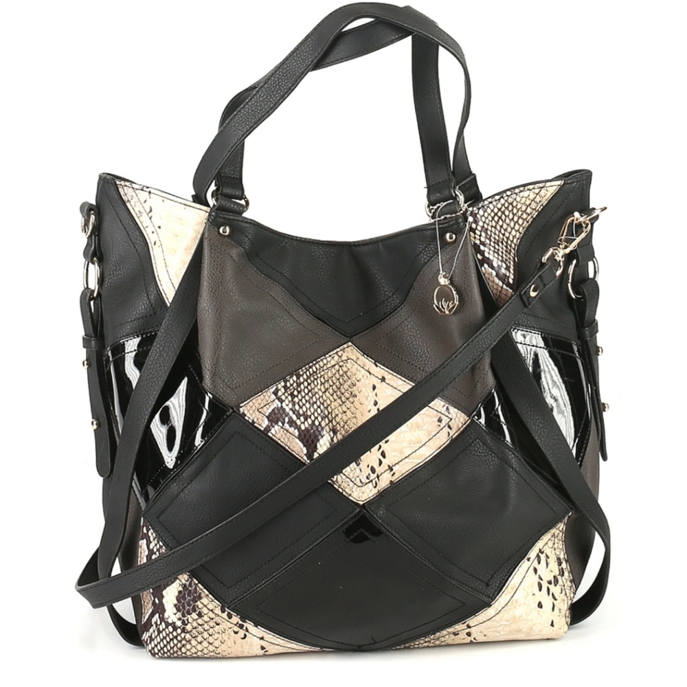 Big Buddha - Multicolored and Patterned Leather Satchel.